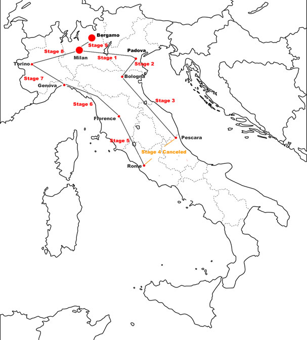 Giro d'Italia 1912 Map
